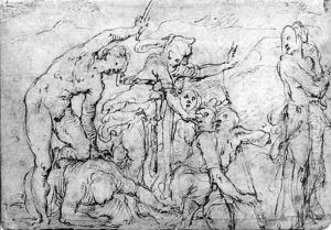 A group of figures fighting by Giovan Battista Naldini