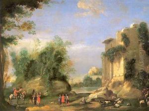Landscape with Ruins and Figures copper by Filippo Napoletano