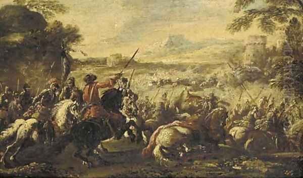 A cavalry battle before a fortified town - view 1