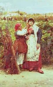 Peasants in a vineyard by Luigi Nono