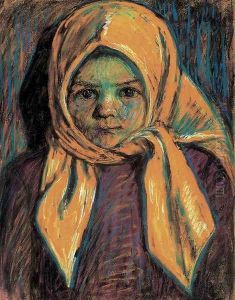 Girl with Yelloow Scarf 1917 by Istvan Nagy