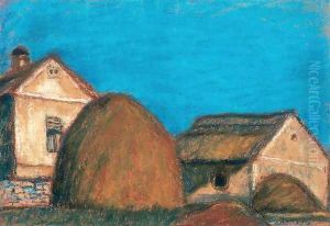 Haystacks with House by Istvan Nagy