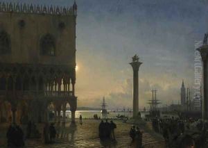 Die Piazetta im Mondschein, 1838 by Friedrich Nerly