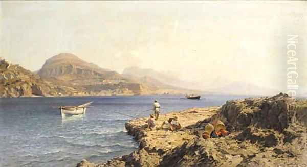 Fishermen on a rocky island off Capri - view 1
