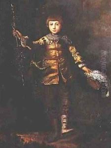 Portrait of a young boy dancing in a wood by Eglon van der Neer