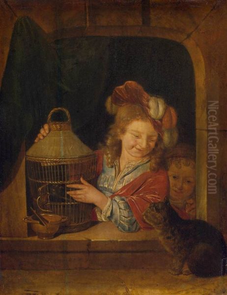 Children with a Cage and a Cat - view 1