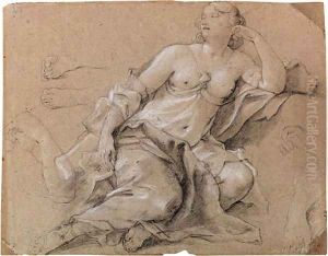 A reclining nymph asleep, with subsidiary studies of arms and feet