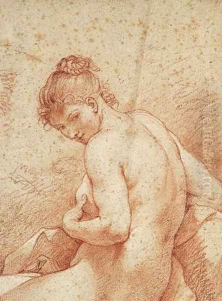 A seated Nude Woman, half-length, facing left - view 1