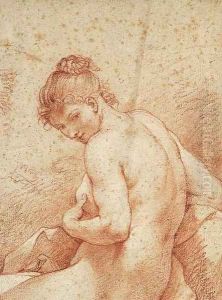 A seated Nude Woman, half-length, facing left