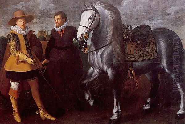 Gentleman with Groom and Horse - view 1