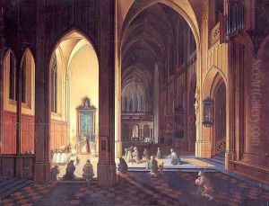 Interior of a Gothic Church by Peeter, the Elder Neeffs