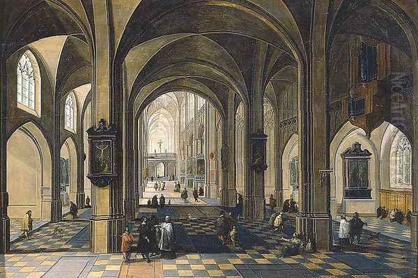 Interior of a Gothic Cathedral - view 1