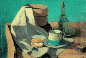Still-life with Sieve, Bun and Mug by Janos Nagy Balogh