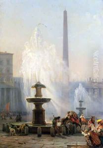 Piazza San Pietro, Rome by Friedrich Nerly the Younger