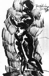Female nude Turning Away 1914 by Jozsef Nemes Lamperth