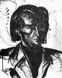 Portrait of Lajos Kassak 1917 by Jozsef Nemes Lamperth