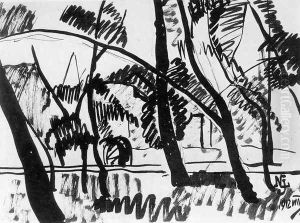 Scene in the City Garden 1912 by Jozsef Nemes Lamperth