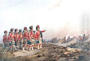 The 42nd Royal Highlanders Black Watch on manoeuvres by Orlando Norie