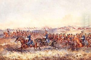 The Charge of the 9th Royal Lancers by Orlando Norie
