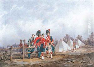 Field Officers of the 42nd Royal Highlanders at Camp by Orlando Norie