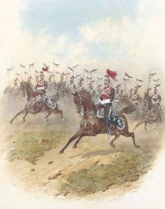 The 12th Regiment of the Prince of Wales's Royal Lancers Officers leading the charge from the fore by Orlando Norie
