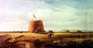 Pevensey showing a soldier in the uniform of the North Pevensey Legion raised by Lord Sheffield in 1803 by Richard Henry Nibbs