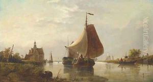 Gliding up the estuary, Holland by Richard Henry Nibbs