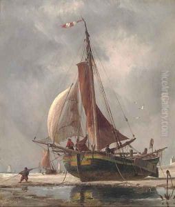 On the beach at Sceveling by Richard Henry Nibbs