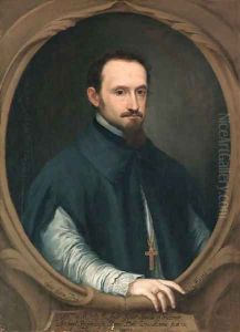 Portrait of the Archbishop of Seville, Don Ambroio de Spinola (d. 1684), half-length, in clerical costume, in a sculpted oval by Pedro Nunez De Villavicencio