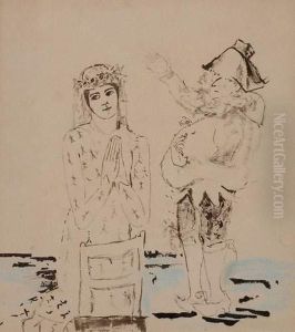 Mariee Et Polichinelle, Circa 1915 by Max Jacob