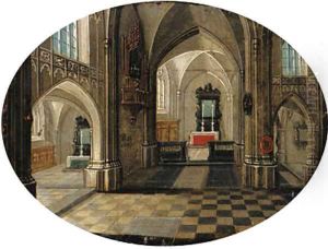 The interior of a church by day by Peeter, the Younger Neeffs