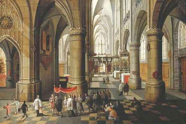 The interior of a Gothic Cathedral - view 1
