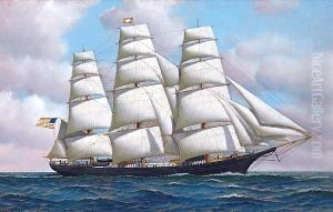 The American Clipper Ship Flying Cloud At Seaunder Full Sail by Antonio Nicolo Gasparo Jacobsen