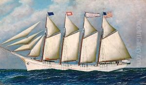 The Four-masted American Schooner M.p.connelly by Antonio Nicolo Gasparo Jacobsen