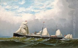 The British Auxiliary Steamer Cornwallapproaching New York by Antonio Nicolo Gasparo Jacobsen