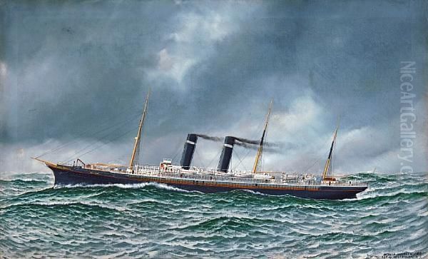 The Liner New York (formerly City Of New York)in A North Atlantic Swell - view 1