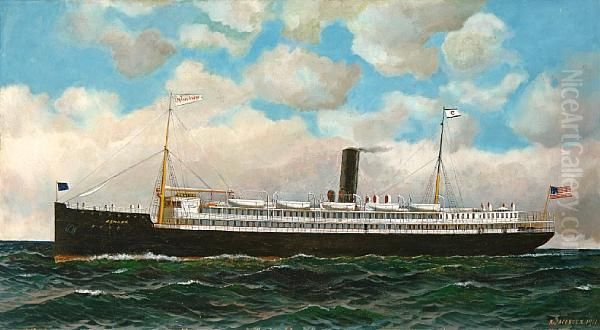 The American Liner Mohawk At Sea by Antonio Nicolo Gasparo Jacobsen