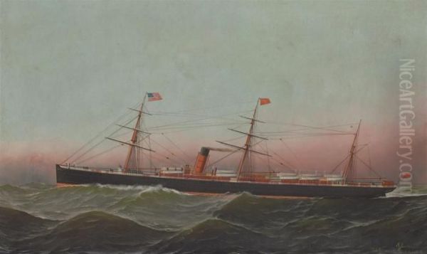 The American Steam Sail Ship "gallia" Outward-bound - view 1