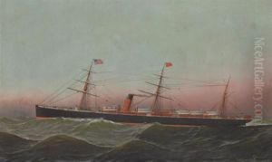 The American Steam Sail Ship "gallia" Outward-bound by Antonio Nicolo Gasparo Jacobsen