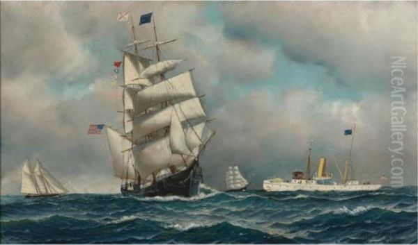 Full Rigged Clipper And Steam Yacht - view 1