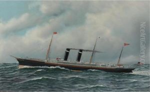 The Steamship 'new York' by Antonio Nicolo Gasparo Jacobsen