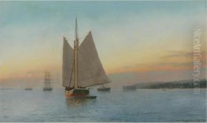 Lumber Schooner In New York's Lower Bay by Antonio Nicolo Gasparo Jacobsen