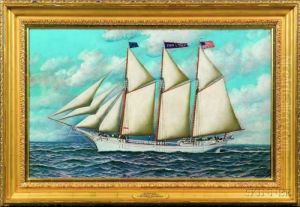 Portrait Of The American Schooner by Antonio Nicolo Gasparo Jacobsen