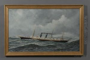 Portrait Of The American Screw Steamer by Antonio Nicolo Gasparo Jacobsen