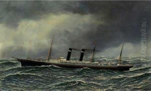 Ship At Sea by Antonio Nicolo Gasparo Jacobsen
