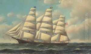 Portrait Of An American Ship. by Antonio Nicolo Gasparo Jacobsen