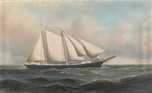 Pairof Views Of The Schooner John R. Bergen by Antonio Nicolo Gasparo Jacobsen