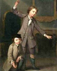 Two Boys of the Nollekens Family Probably Joseph and John Joseph Playing at Tops 1745 by Joseph Francis Nollekens