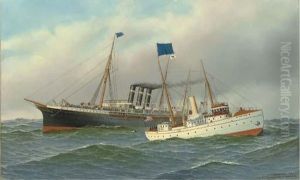 The Steam Ship New York Taking Her Pilot Boat New York