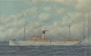 American Steamship Off New York by Antonio Nicolo Gasparo Jacobsen
